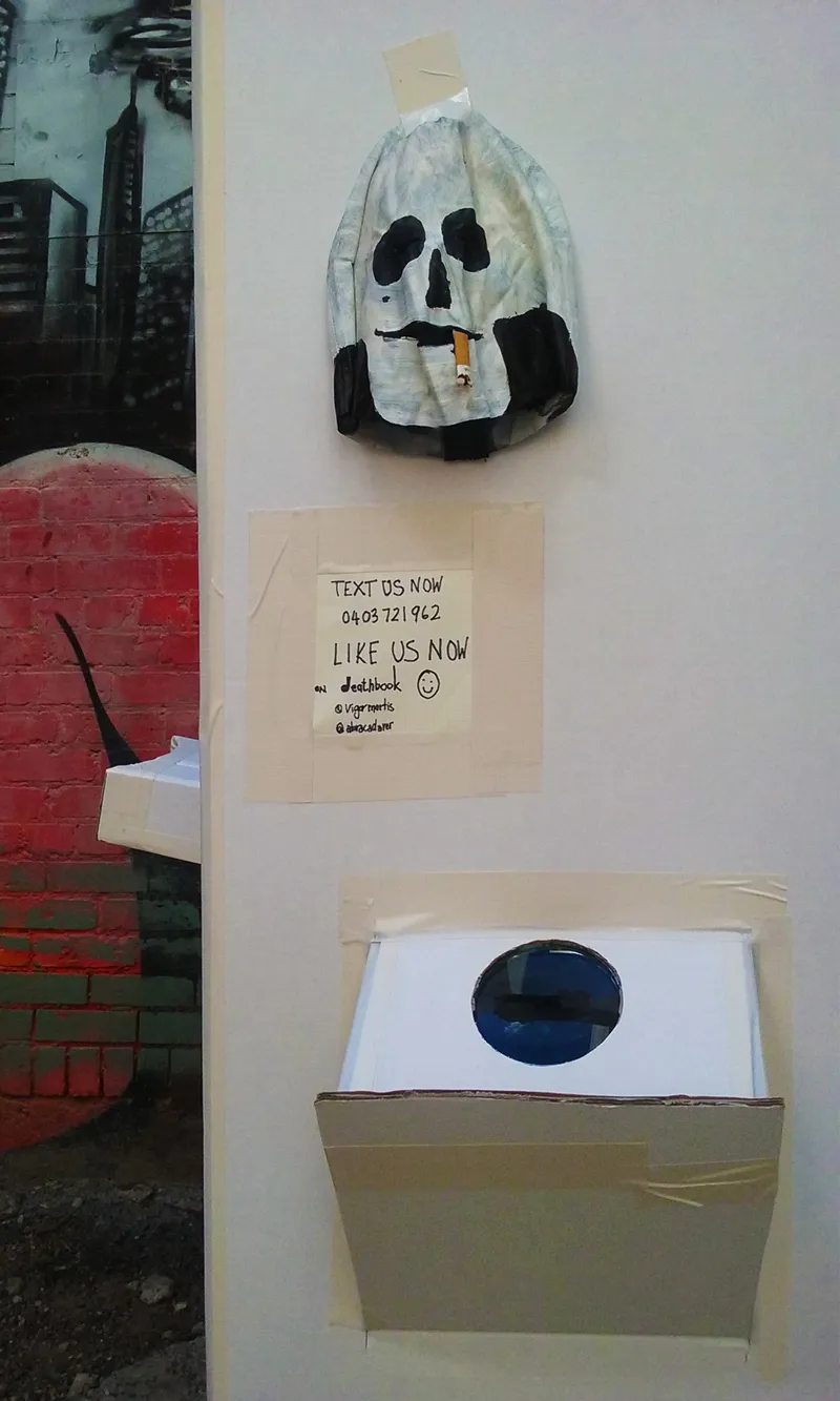 the dead end — front view with skull and viewing chute, Barratt | Boyd, 2016